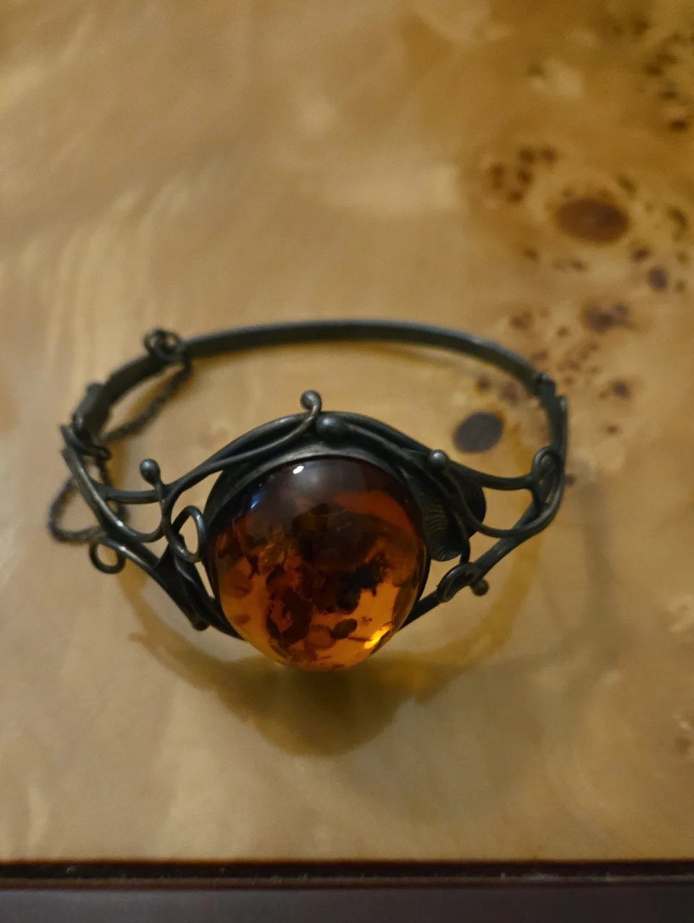 Amber Cabochon Statement Bangle - Women's Jewelry